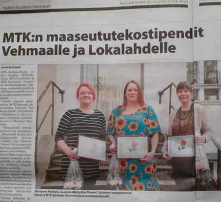 Kuva Vakka-Suomen sanomien lehtijutusta